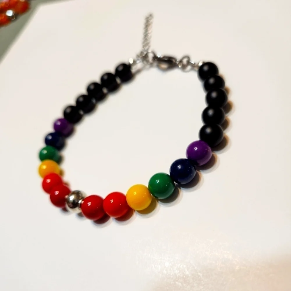 Hand Crafted LGBTQ+ Beaded Bracelet Rainbow Pride Red Orange Yellow Green Blue